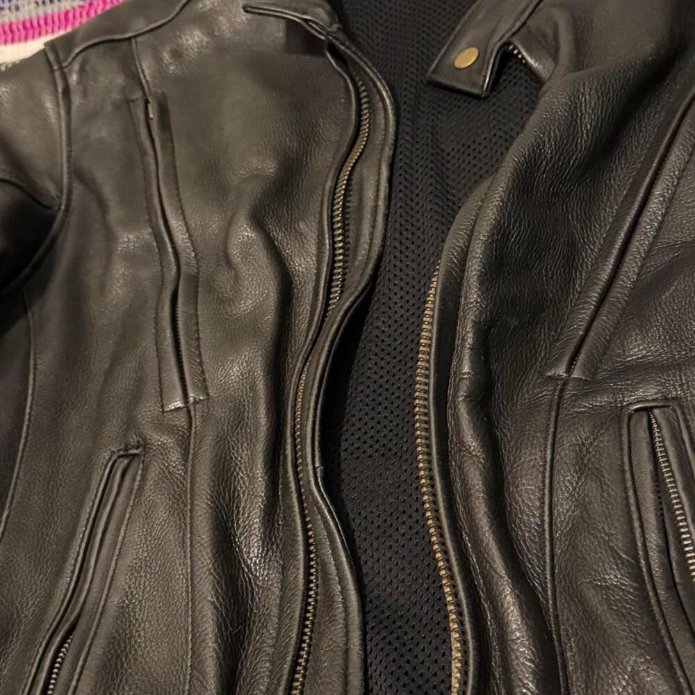 Custom heavy leather motorcycle jacket